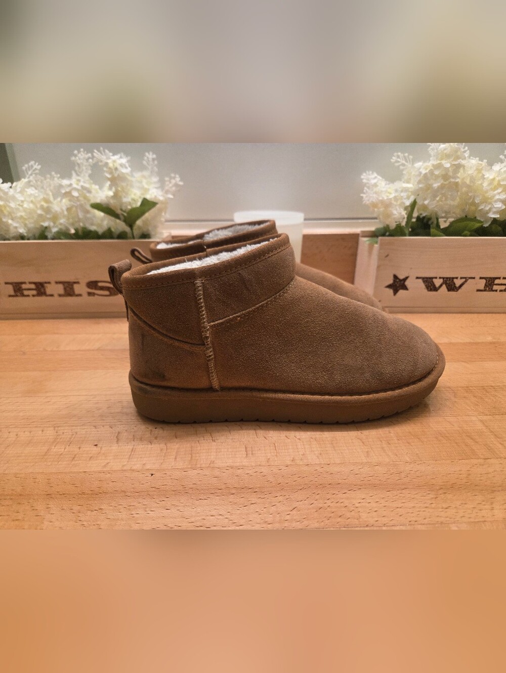 Project Cloud "Hippie" Womens Short Suede Faux Fur Ankle Booties Chestnut Size 8